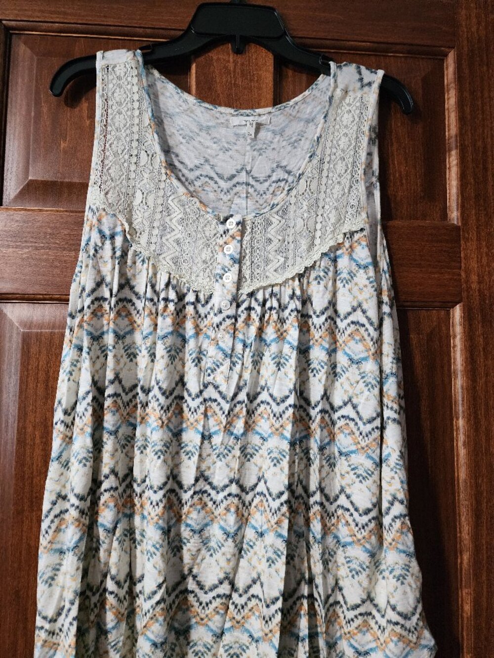 Maurices Chevron Henley Lace Tank Top